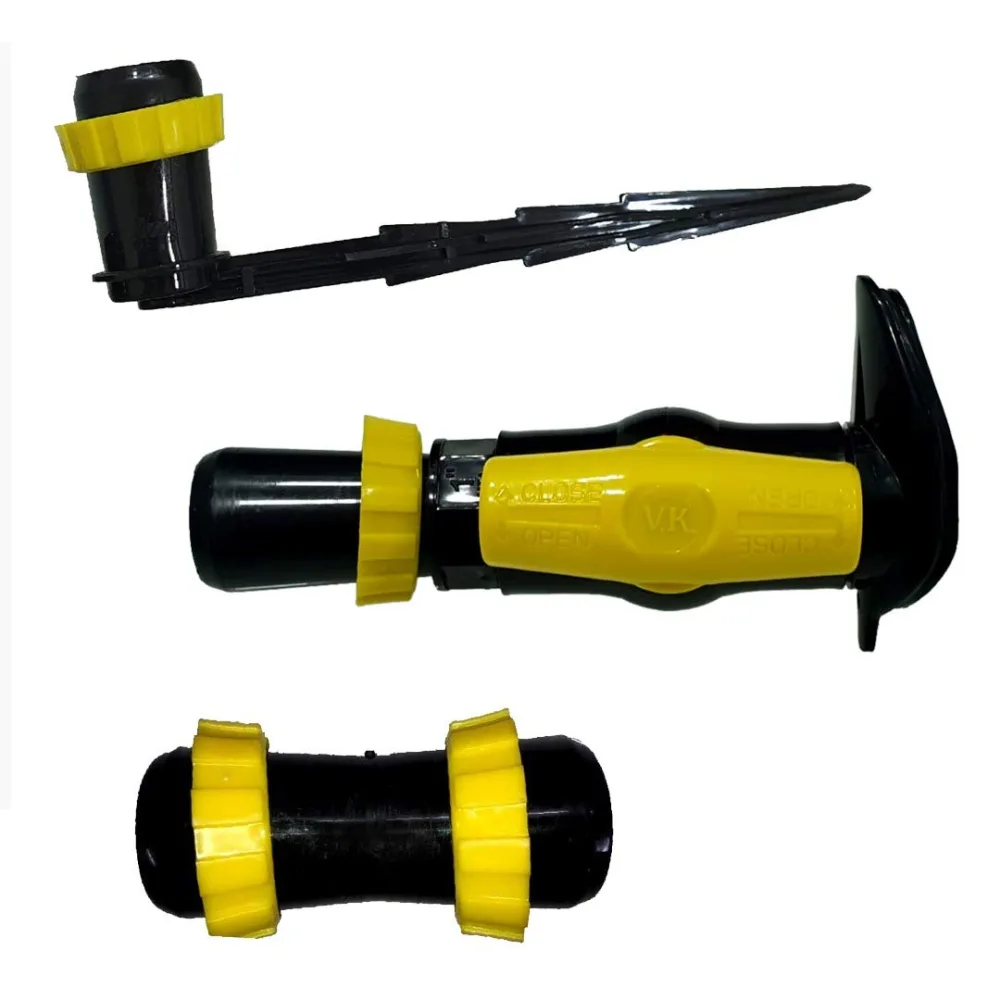 Rain Irrigation System Accessories Combo Pack of 3 (Connector, Joiner, Endcap wi